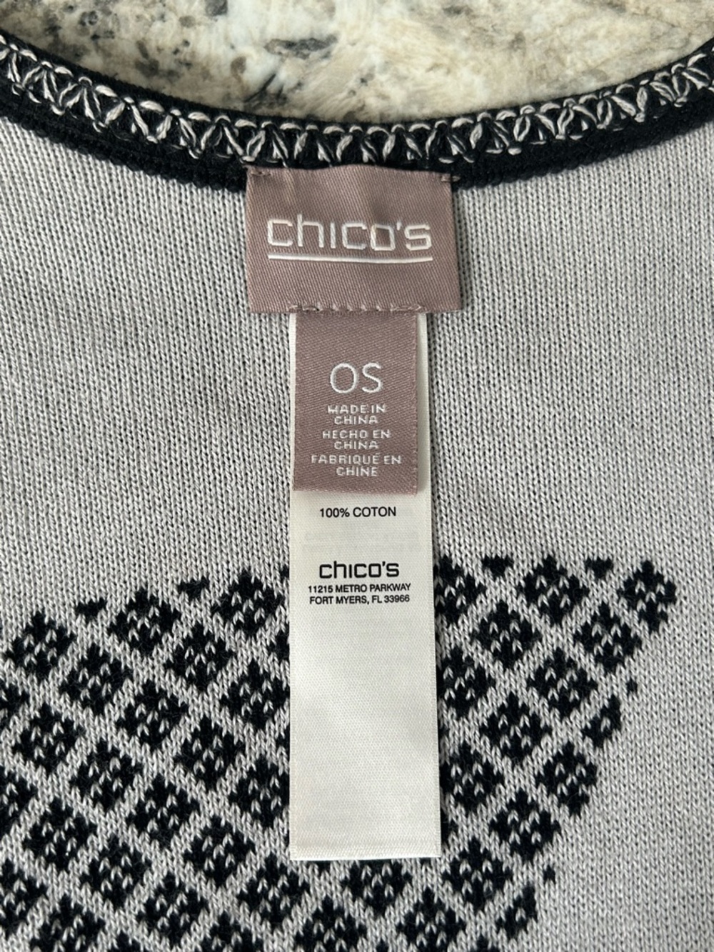 Chico’s Black White Open Front Poncho Cape Wrap Houndstooth Geometric One Size - Picture 6 of 9